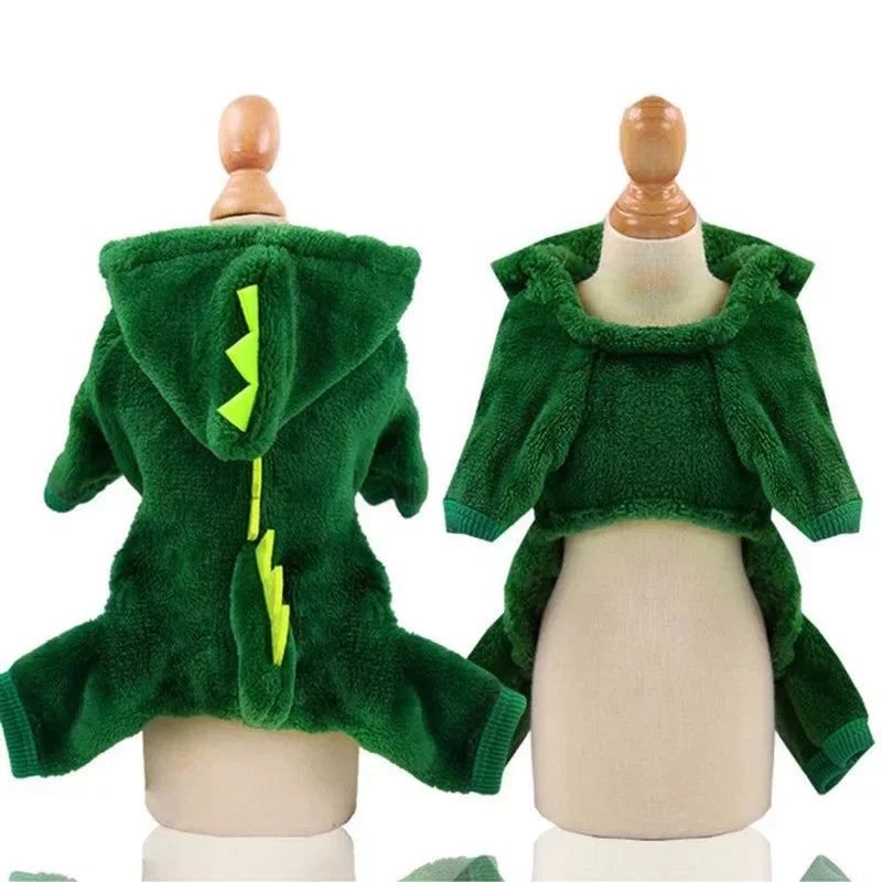 Dinosaur Costume Hoodie for Cats & Small Dogs – Cozy Fleece Halloween Sweater